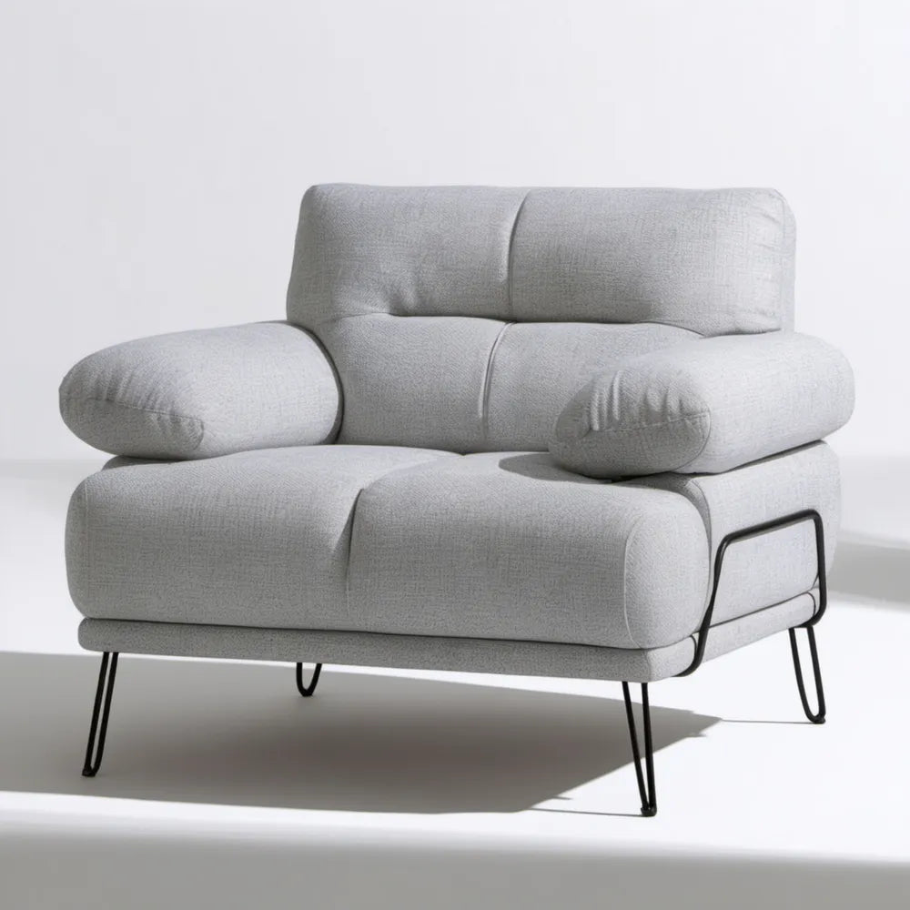 Fotel tapicerowany z tkaniny poliestrowej jasnoszary/czarny 105 x 95 x 88 cm