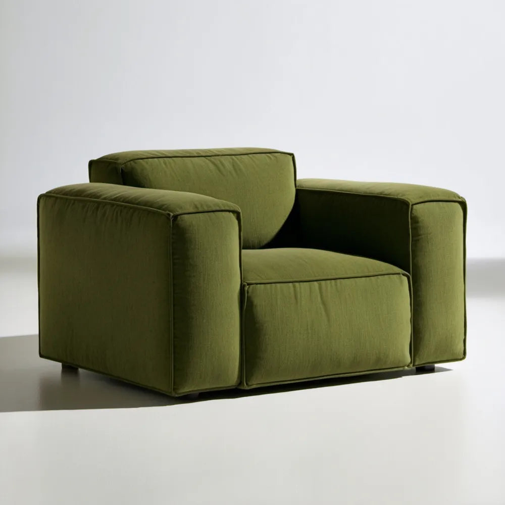 Oliwkowozielony fotel tapicerowany poliestrem 100 x 90 x 75 cm