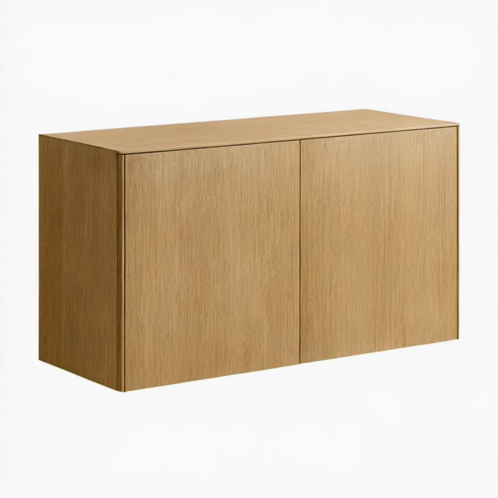 Dwudrzwiowa szafka RTV z płyty MDF z fornirem naturalnego dębu, 120 × 40 × 70 cm